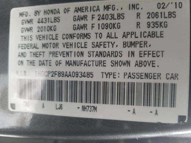 Photo 9 VIN: 1HGCP2F89AA093485 - HONDA ACCORD EXL 