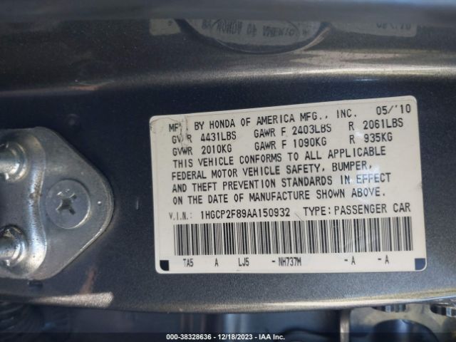 Photo 8 VIN: 1HGCP2F89AA150932 - HONDA ACCORD 