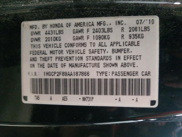 Photo 9 VIN: 1HGCP2F89AA187866 - HONDA ACCORD EXL 