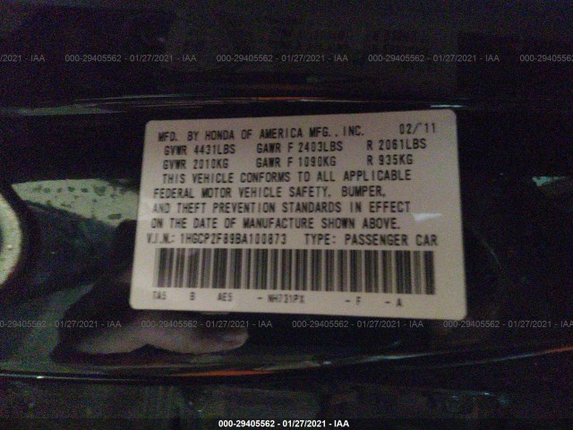 Photo 8 VIN: 1HGCP2F89BA100873 - HONDA ACCORD SDN 