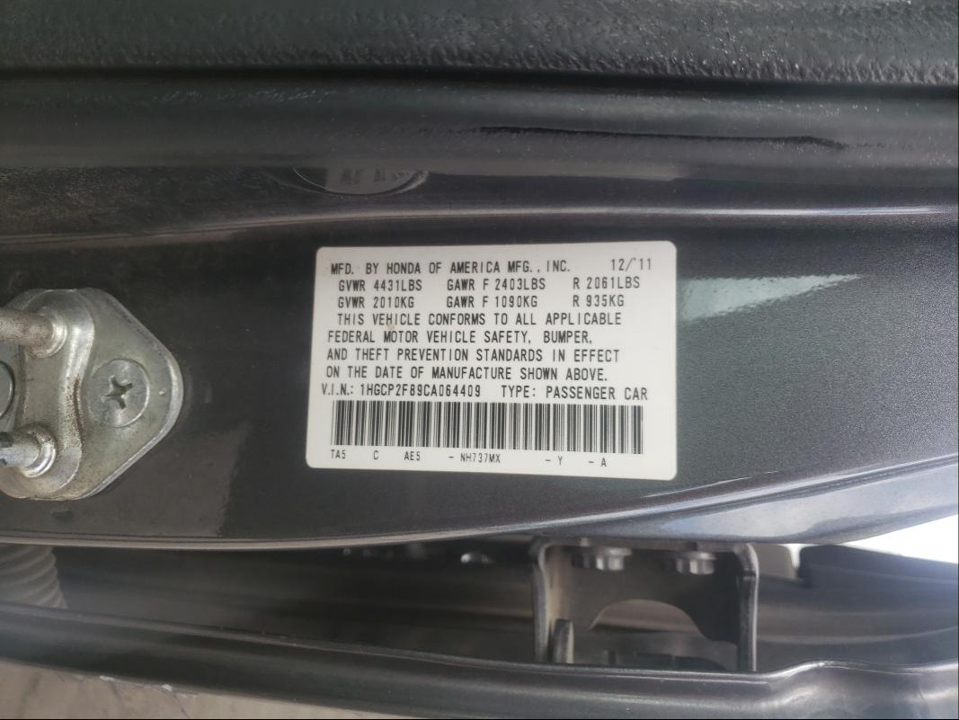 Photo 9 VIN: 1HGCP2F89CA064409 - HONDA ACCORD EXL 