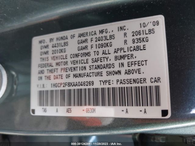 Photo 8 VIN: 1HGCP2F8XAA046269 - HONDA ACCORD 