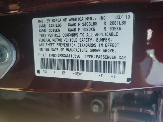 Photo 9 VIN: 1HGCP2F8XAA110598 - HONDA ACCORD EXL 