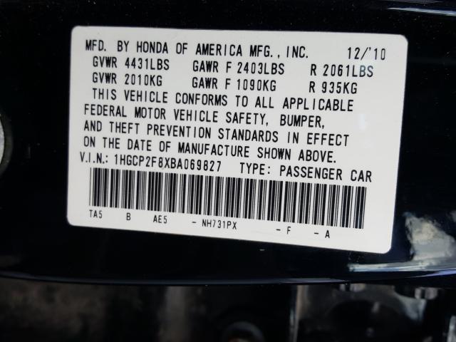 Photo 9 VIN: 1HGCP2F8XBA069827 - HONDA ACCORD EXL 