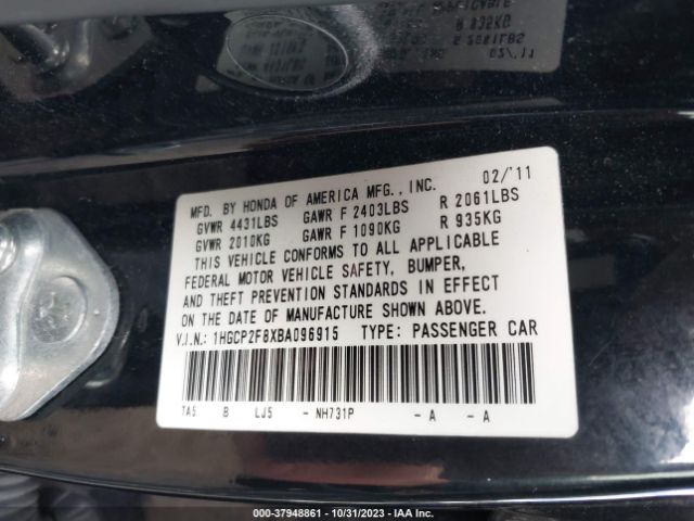 Photo 8 VIN: 1HGCP2F8XBA096915 - HONDA ACCORD 