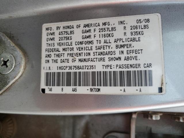 Photo 11 VIN: 1HGCP36758A072351 - HONDA ACCORD EX 