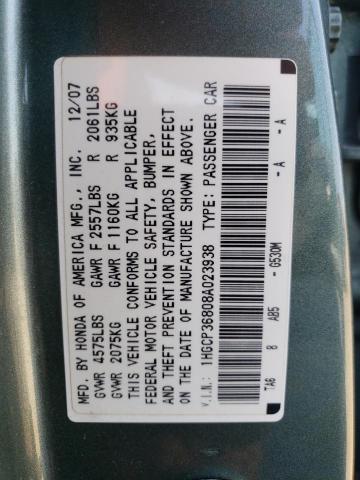 Photo 12 VIN: 1HGCP36808A023938 - HONDA ACCORD EXL 