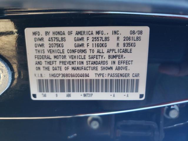 Photo 12 VIN: 1HGCP36809A004694 - HONDA ACCORD EXL 