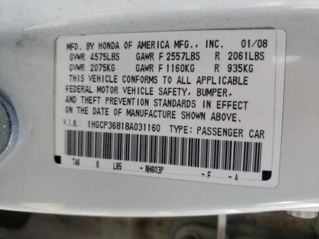 Photo 9 VIN: 1HGCP36818A031160 - HONDA ACCORD EXL 