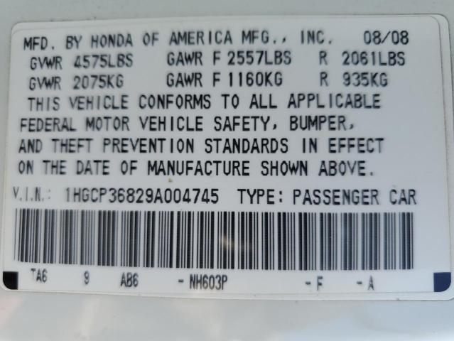 Photo 11 VIN: 1HGCP36829A004745 - HONDA ACCORD 