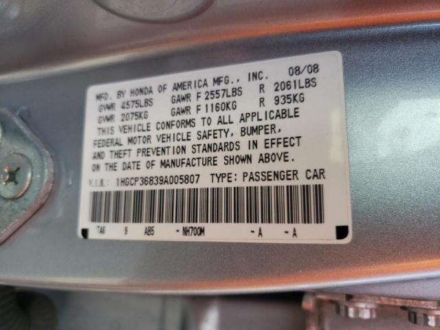 Photo 9 VIN: 1HGCP36839A005807 - HONDA ACCORD EXL 