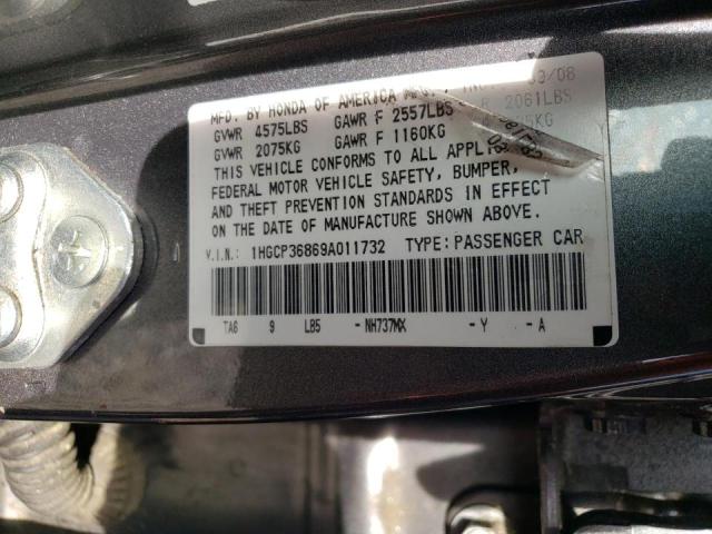 Photo 9 VIN: 1HGCP36869A011732 - HONDA ACCORD EXL 