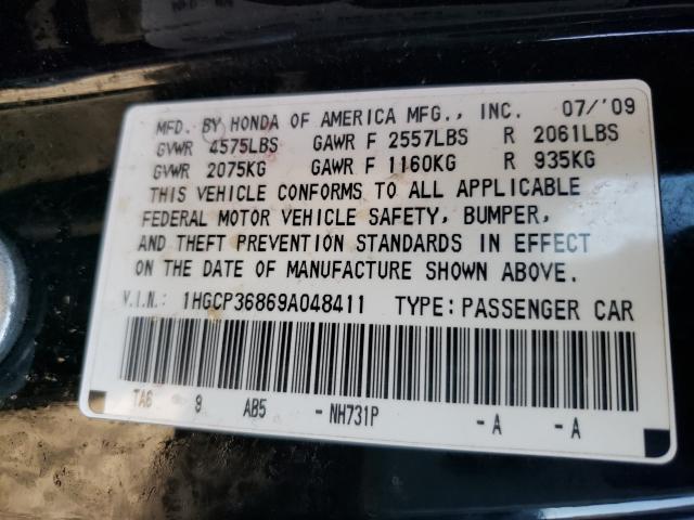 Photo 9 VIN: 1HGCP36869A048411 - HONDA ACCORD EXL 