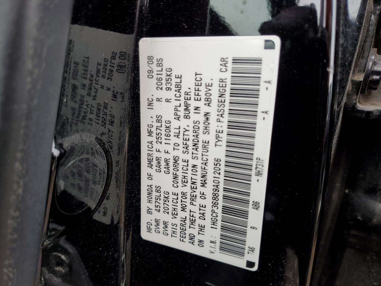 Photo 12 VIN: 1HGCP36889A012056 - HONDA ACCORD 