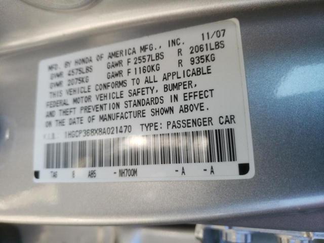 Photo 9 VIN: 1HGCP368X8A021470 - HONDA ACCORD EXL 