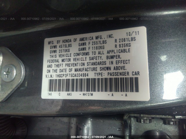 Photo 7 VIN: 1HGCP3F75CA004964 - HONDA ACCORD SDN 