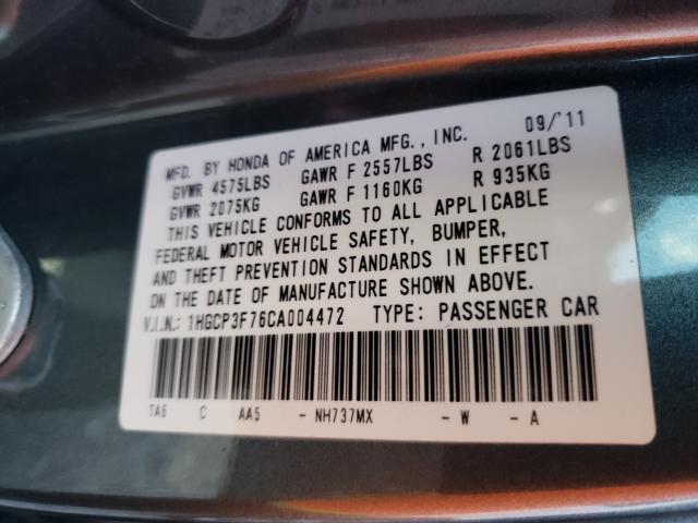 Photo 9 VIN: 1HGCP3F76CA004472 - HONDA ACCORD EX 