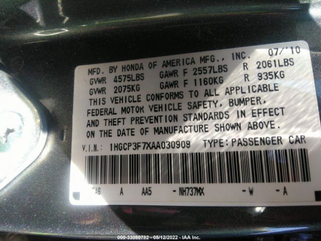 Photo 8 VIN: 1HGCP3F7XAA030909 - HONDA ACCORD SDN 