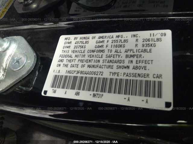 Photo 8 VIN: 1HGCP3F80AA006272 - HONDA ACCORD SDN 