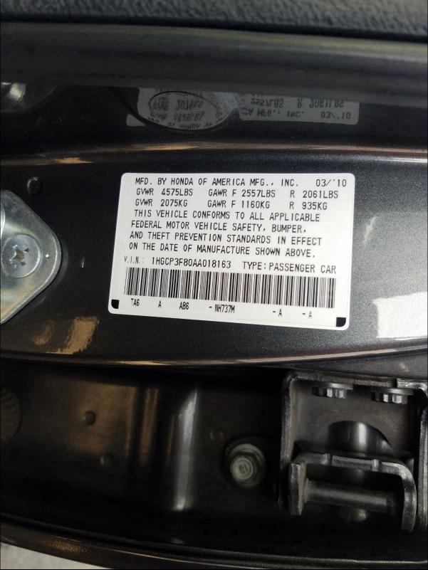 Photo 9 VIN: 1HGCP3F80AA018163 - HONDA ACCORD EXL 