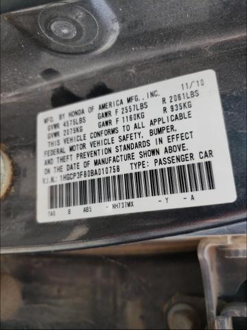 Photo 9 VIN: 1HGCP3F80BA010758 - HONDA ACCORD EXL 