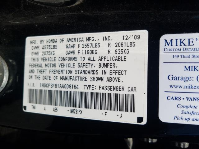 Photo 9 VIN: 1HGCP3F81AA009164 - HONDA ACCORD EXL 