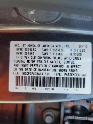 Photo 11 VIN: 1HGCP3F83BA001505 - HONDA ACCORD EXL 