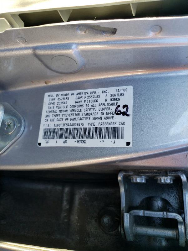 Photo 9 VIN: 1HGCP3F84AA009675 - HONDA ACCORD EXL 