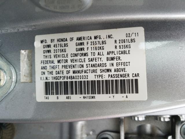 Photo 9 VIN: 1HGCP3F84BA020032 - HONDA ACCORD EXL 