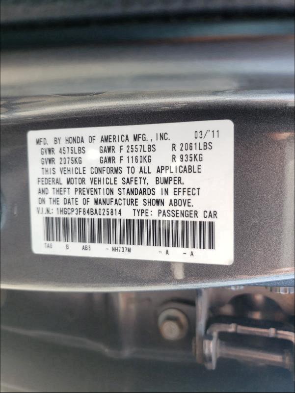 Photo 9 VIN: 1HGCP3F84BA025814 - HONDA ACCORD EXL 