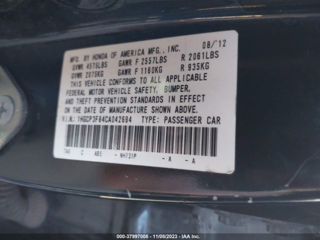 Photo 8 VIN: 1HGCP3F84CA042694 - HONDA ACCORD 