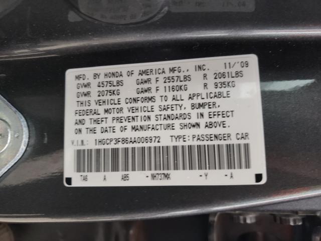 Photo 9 VIN: 1HGCP3F86AA006972 - HONDA ACCORD EXL 