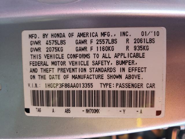 Photo 9 VIN: 1HGCP3F86AA013355 - HONDA ACCORD EXL 