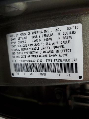 Photo 9 VIN: 1HGCP3F86AA017700 - HONDA ACCORD EXL 