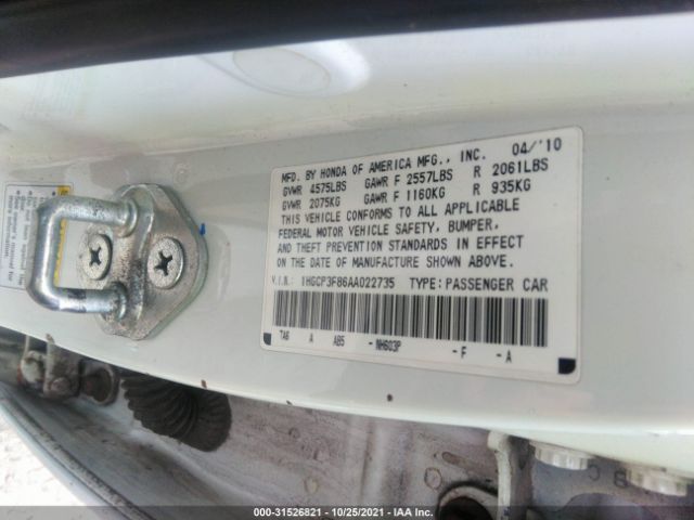 Photo 8 VIN: 1HGCP3F86AA022735 - HONDA ACCORD SDN 