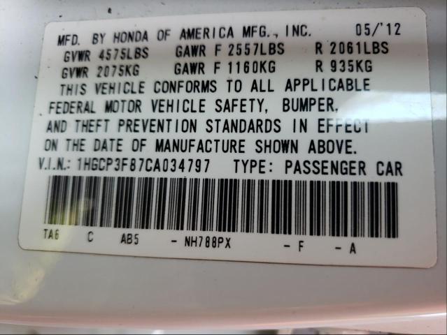 Photo 9 VIN: 1HGCP3F87CA034797 - HONDA ACCORD EXL 