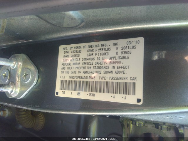 Photo 8 VIN: 1HGCP3F88AA019545 - HONDA ACCORD SDN 