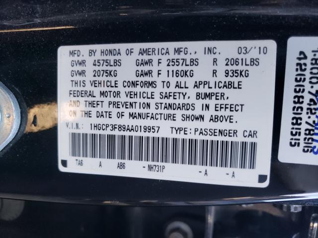 Photo 9 VIN: 1HGCP3F89AA019957 - HONDA ACCORD EXL 