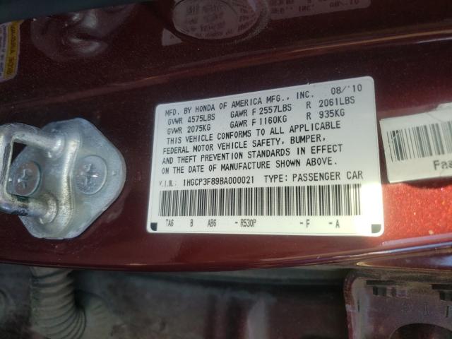 Photo 9 VIN: 1HGCP3F89BA000021 - HONDA ACCORD EXL 