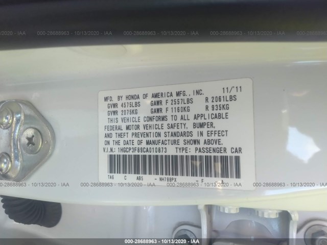 Photo 8 VIN: 1HGCP3F89CA010873 - HONDA ACCORD SDN 