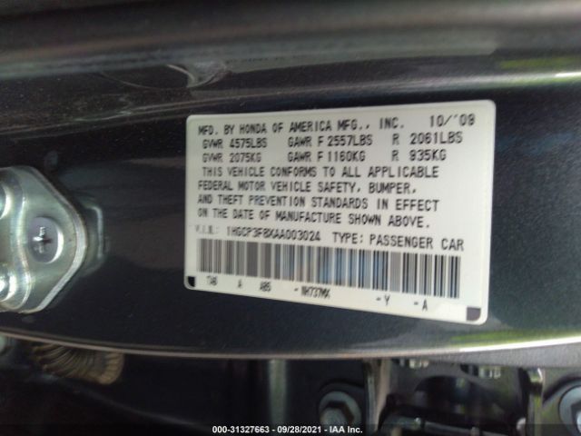 Photo 8 VIN: 1HGCP3F8XAA003024 - HONDA ACCORD SDN 