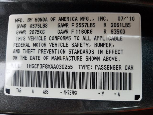 Photo 9 VIN: 1HGCP3F8XAA030255 - HONDA ACCORD EXL 