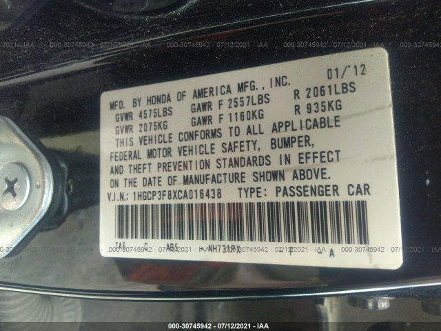 Photo 8 VIN: 1HGCP3F8XCA016438 - HONDA ACCORD SDN 