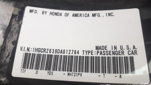 Photo 1 VIN: 1HGCR2639DA612764 - HONDA ACCORD 