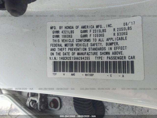 Photo 8 VIN: 1HGCR2E15HA284295 - HONDA ACCORD 