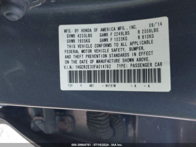 Photo 8 VIN: 1HGCR2E30FA014762 - HONDA ACCORD 