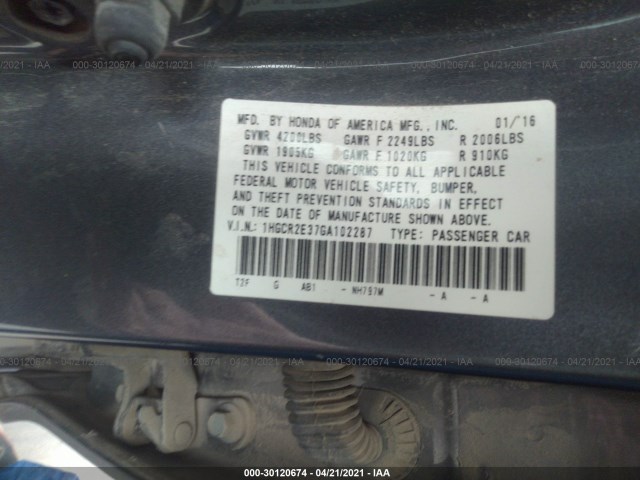 Photo 8 VIN: 1HGCR2E37GA102287 - HONDA ACCORD SEDAN 