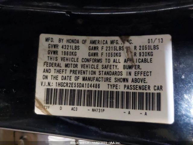 Photo 8 VIN: 1HGCR2E55DA104486 - HONDA ACCORD 