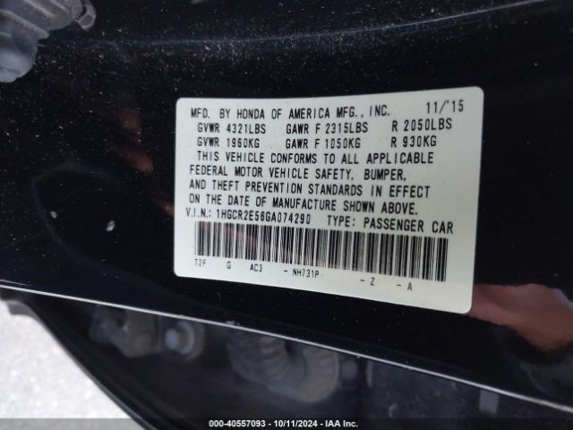 Photo 8 VIN: 1HGCR2E56GA074290 - HONDA ACCORD 