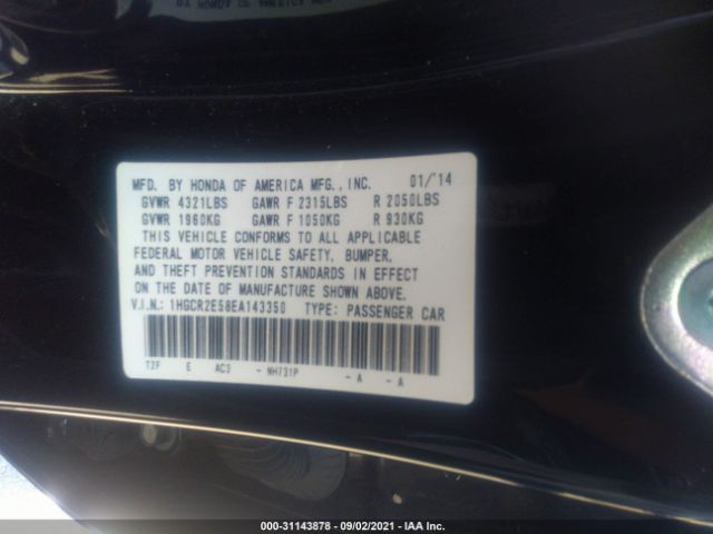 Photo 8 VIN: 1HGCR2E58EA143350 - HONDA ACCORD SEDAN 